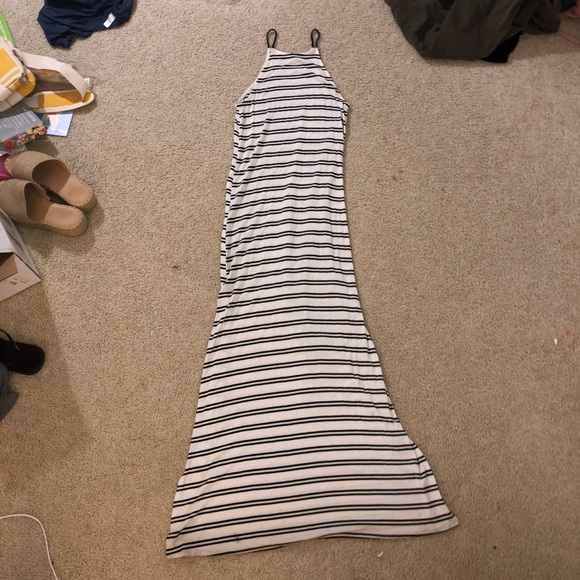White and Black Striped Maxi Dress - Picture 5 of 12